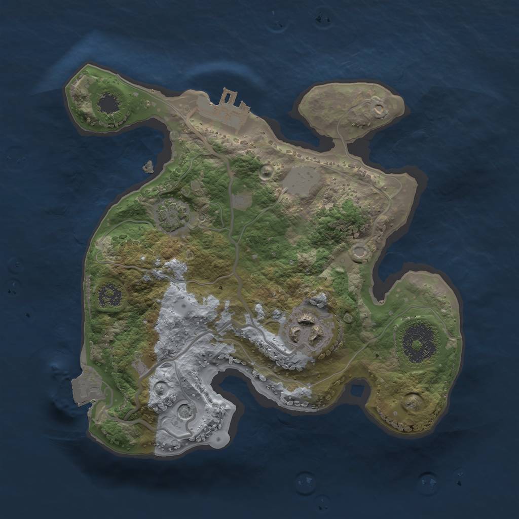 Rust Map: Procedural Map, Size: 2149, Seed: 1843587630, 7 Monuments