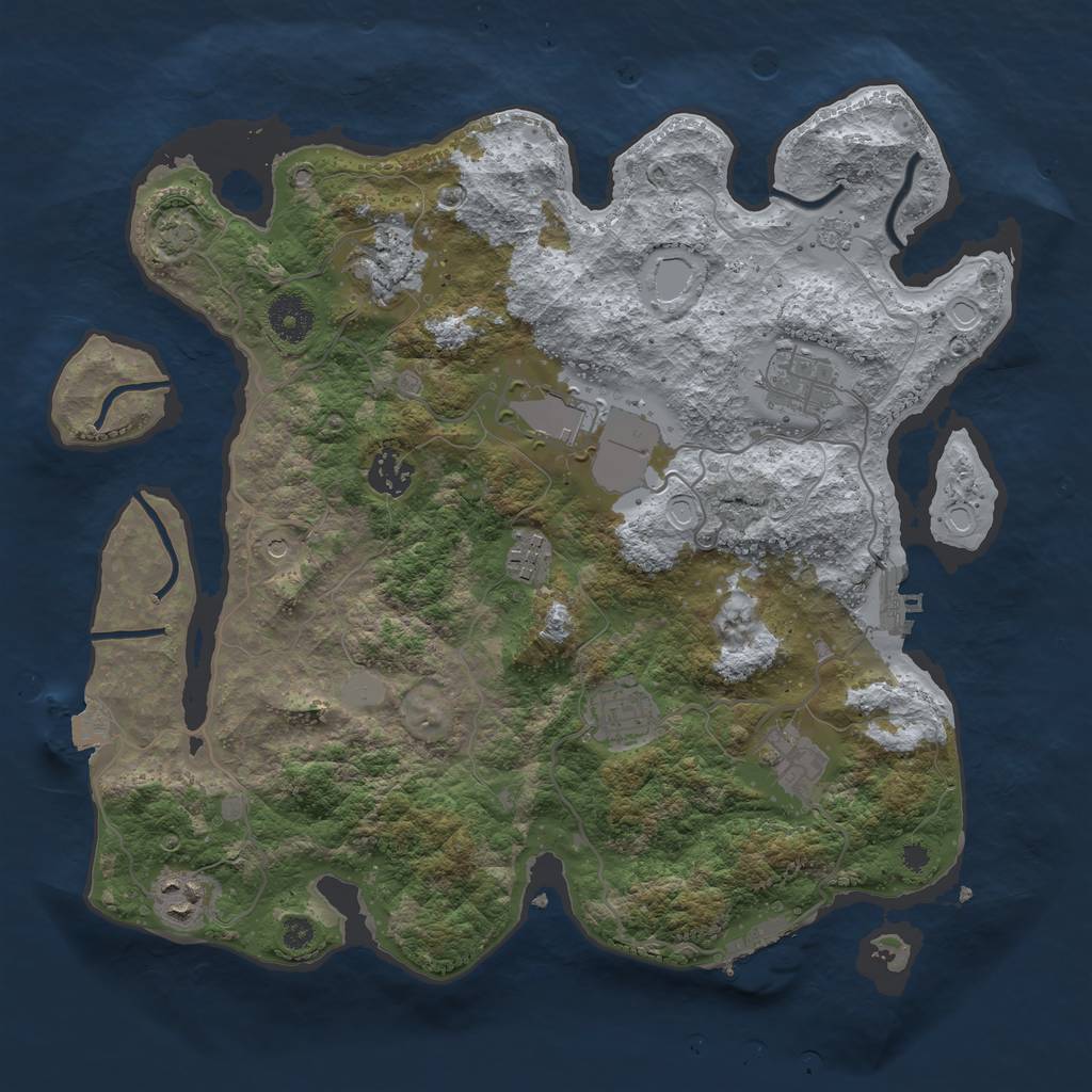 Rust Map: Procedural Map, Size: 3550, Seed: 169672010, 16 Monuments