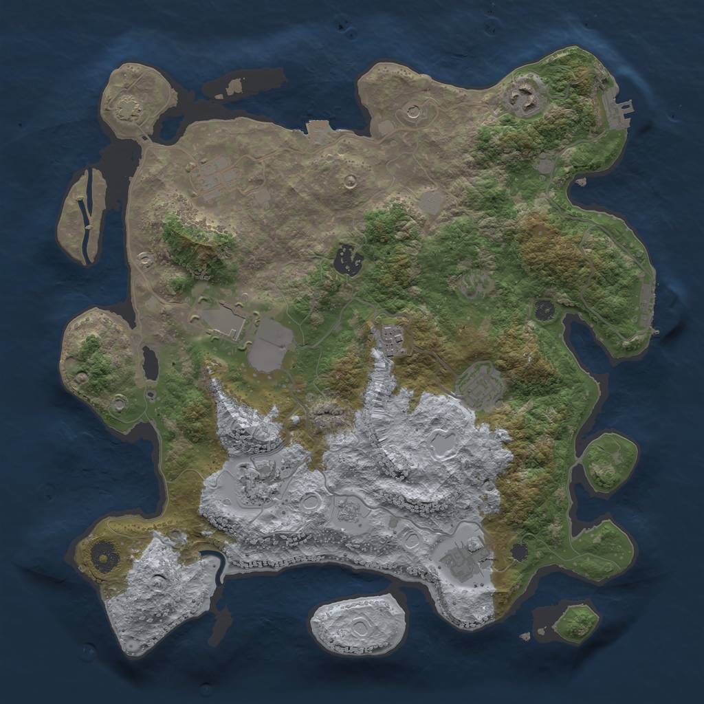 Rust Map: Procedural Map, Size: 3550, Seed: 30784257, 16 Monuments