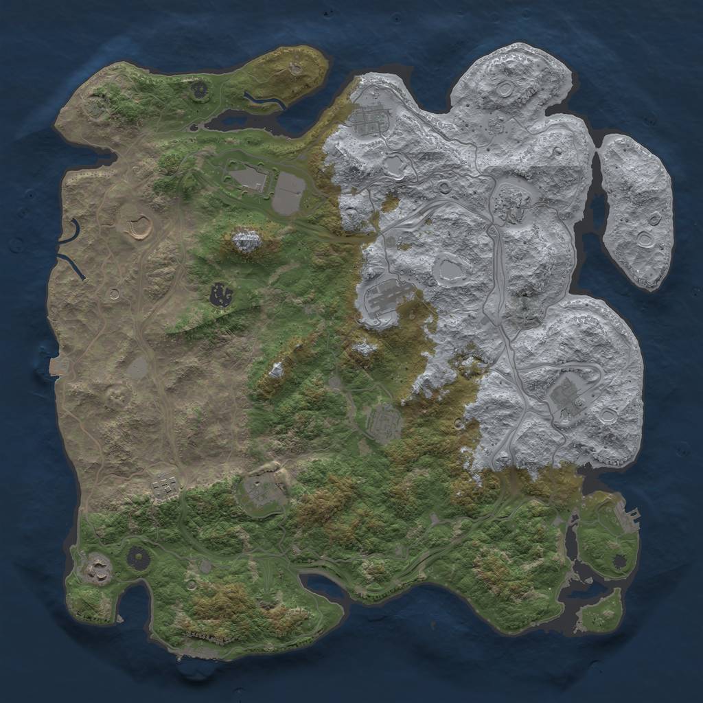 Rust Map: Procedural Map, Size: 4500, Seed: 2363, 19 Monuments