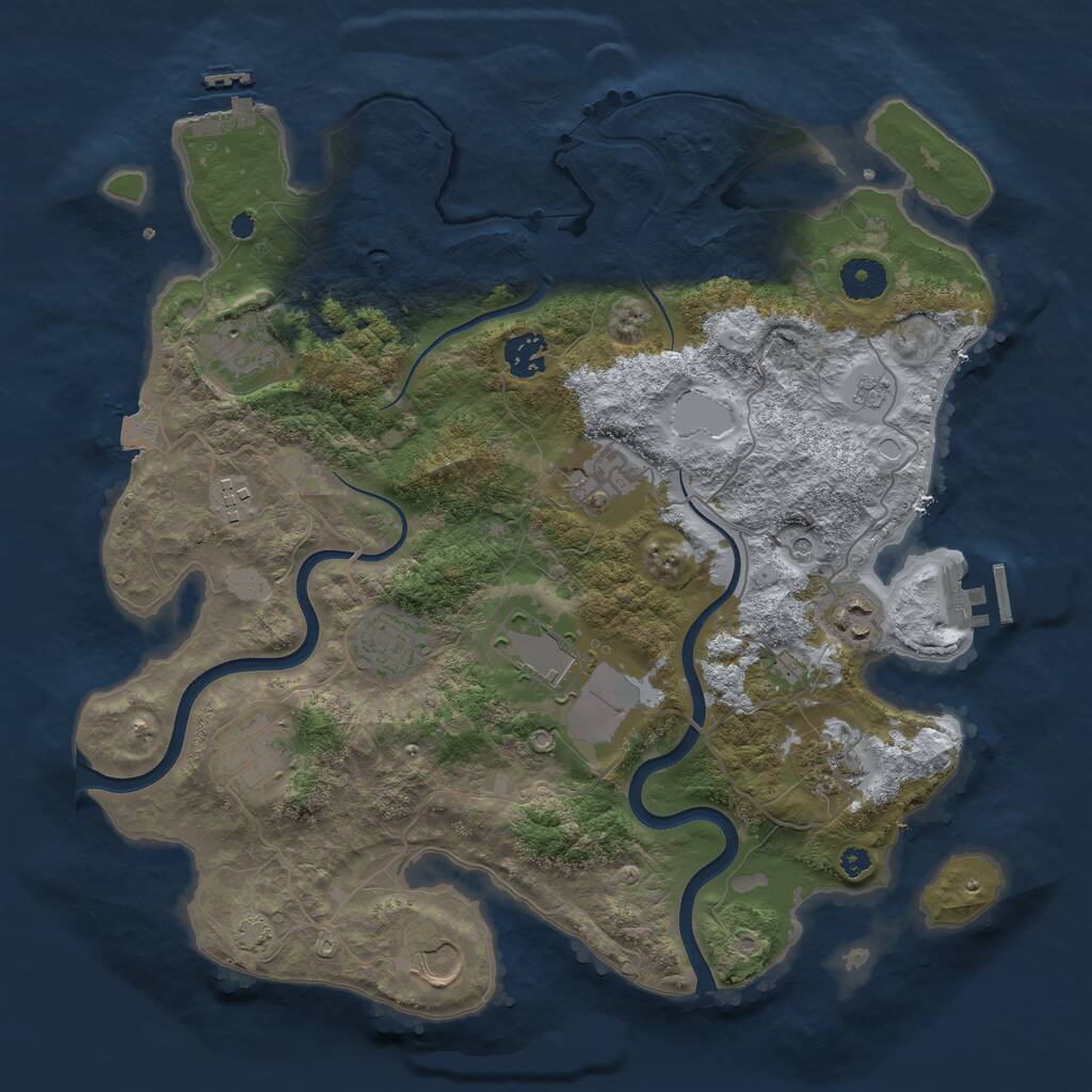 Rust Map: Procedural Map, Size: 3700, Seed: 977631603, 16 Monuments