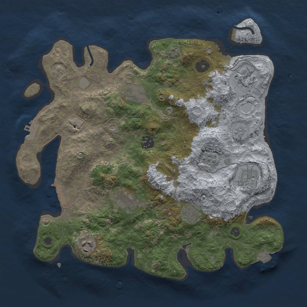Rust Map: Procedural Map, Size: 3450, Seed: 601297, 16 Monuments