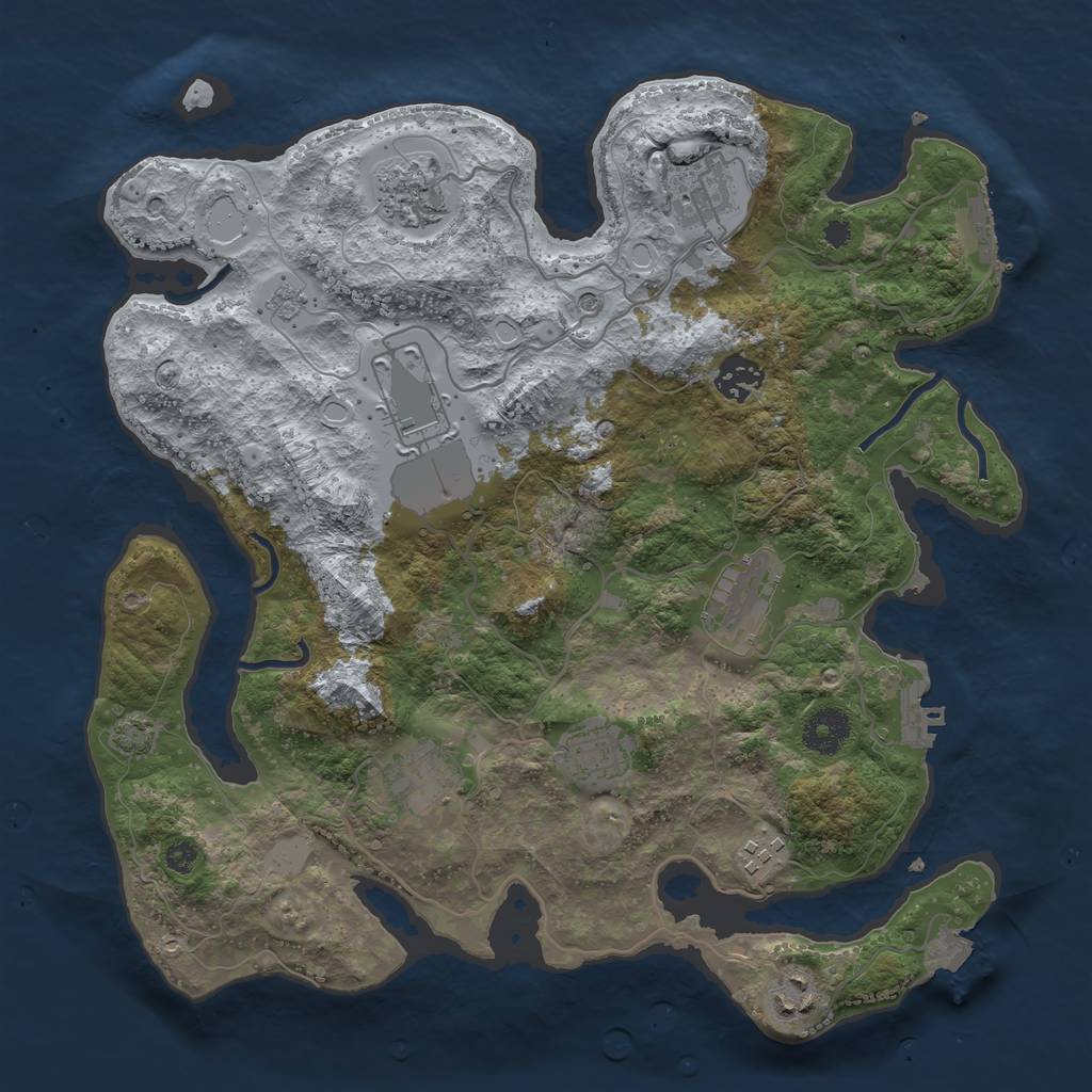 Rust Map: Procedural Map, Size: 3500, Seed: 2069678902, 17 Monuments