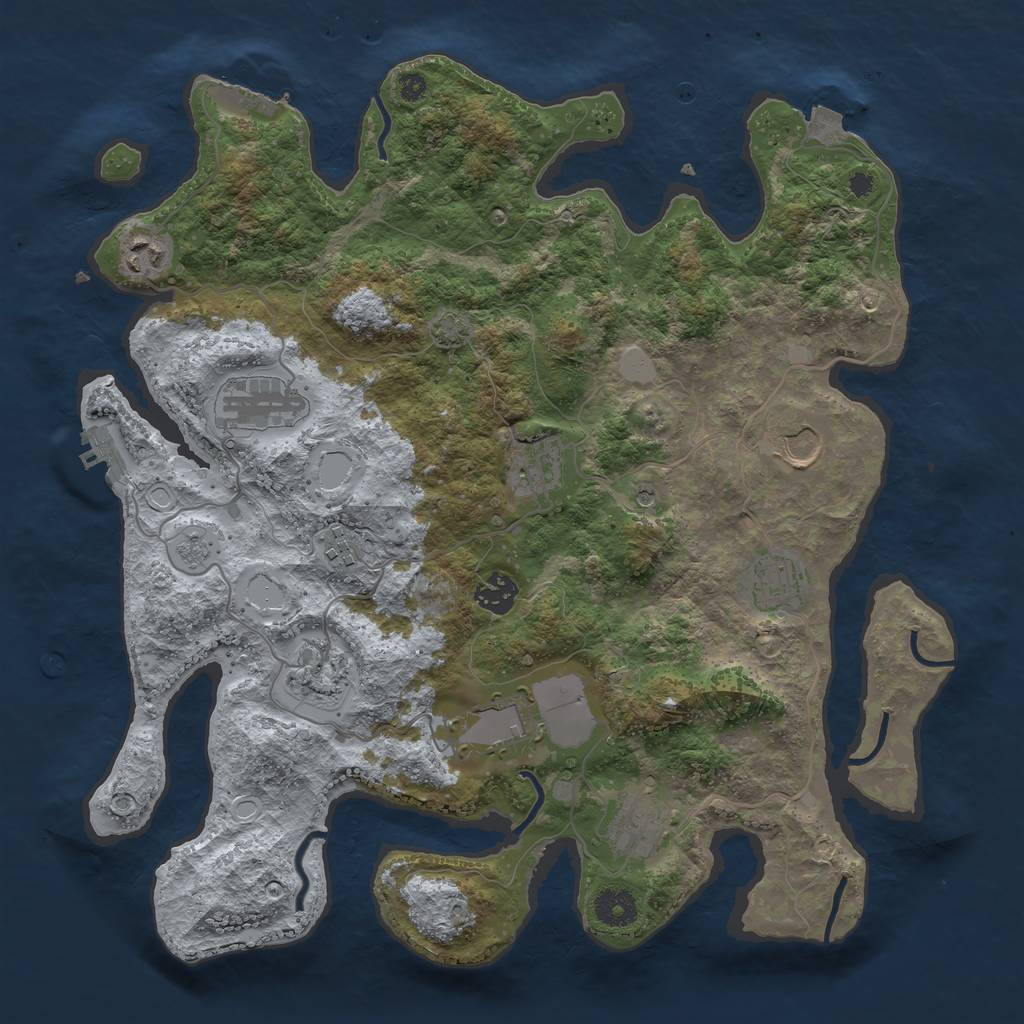 Rust Map: Procedural Map, Size: 3750, Seed: 33082455, 18 Monuments