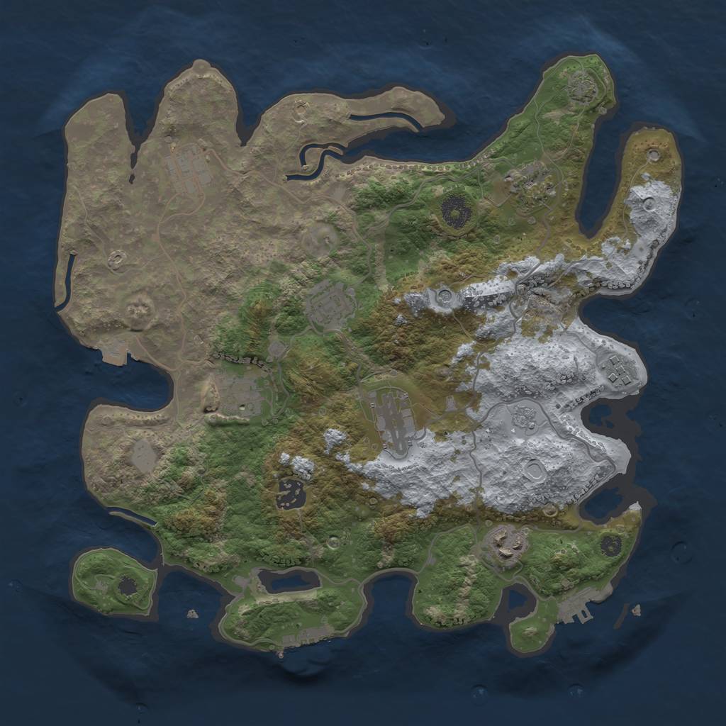 Rust Map: Procedural Map, Size: 3450, Seed: 18101873, 16 Monuments