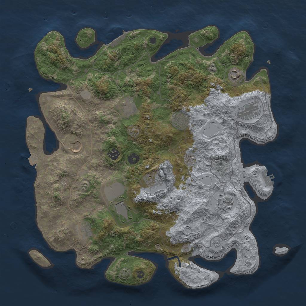 Rust Map: Procedural Map, Size: 4000, Seed: 1122095584, 19 Monuments