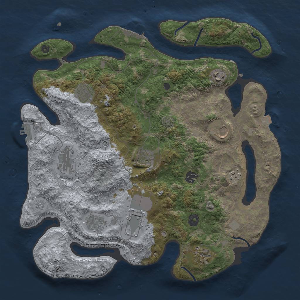 Rust Map: Procedural Map, Size: 3750, Seed: 1455473090, 18 Monuments