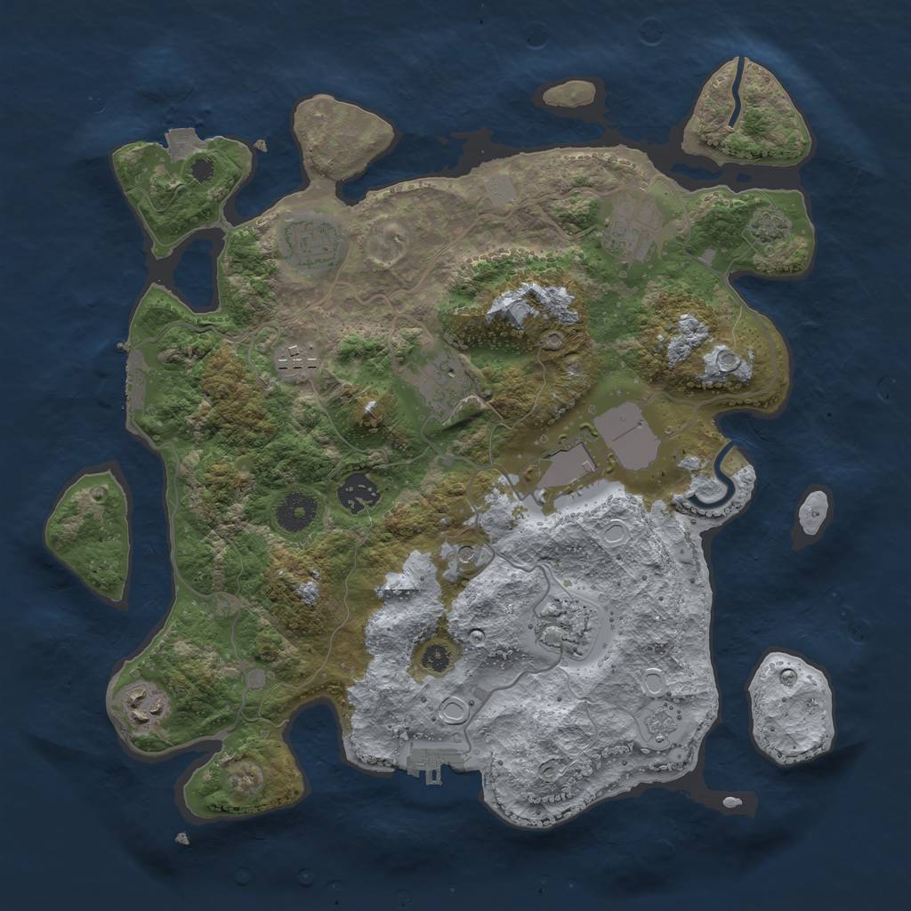 Rust Map: Procedural Map, Size: 3500, Seed: 1256873945, 16 Monuments