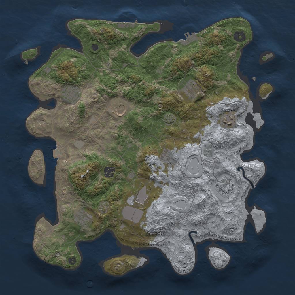 Rust Map: Procedural Map, Size: 3800, Seed: 8414453, 18 Monuments