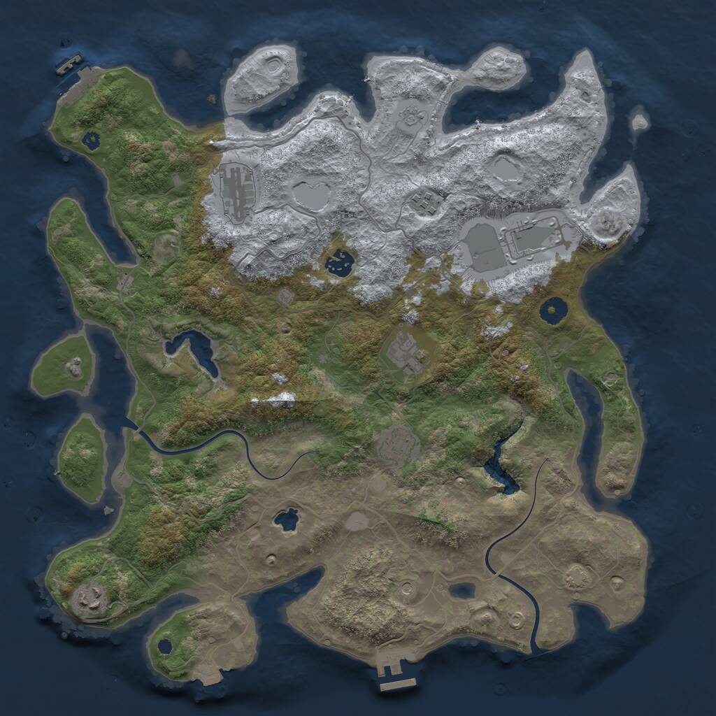 Rust Map: Procedural Map, Size: 4000, Seed: 1234567895, 13 Monuments