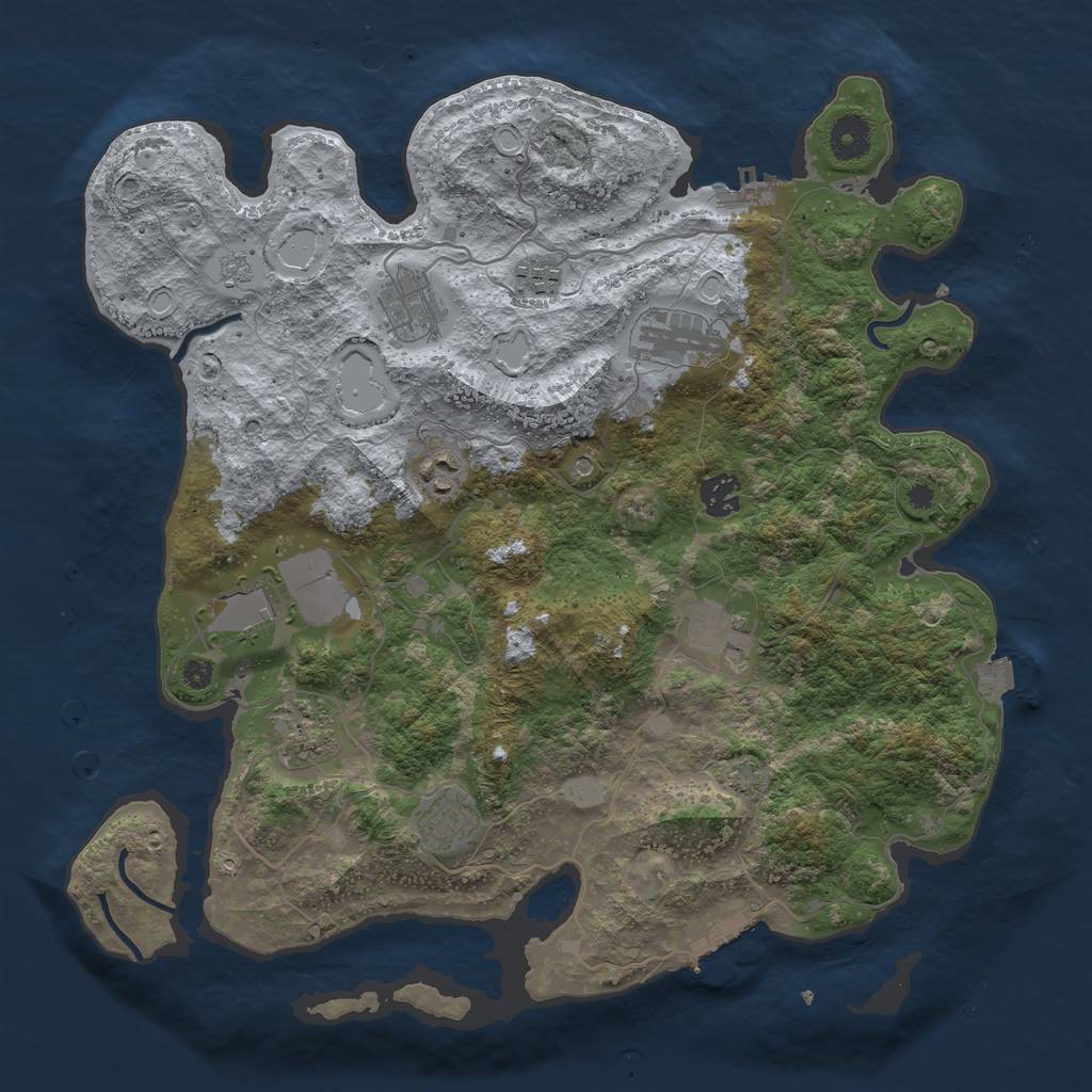 Rust Map: Procedural Map, Size: 3800, Seed: 1803560515, 17 Monuments