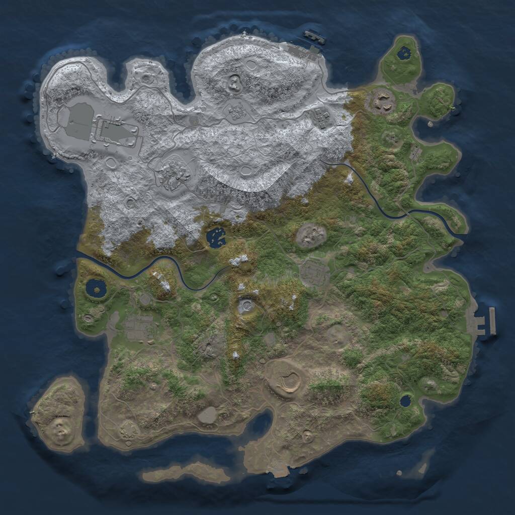Rust Map: Procedural Map, Size: 3800, Seed: 1803560515, 14 Monuments