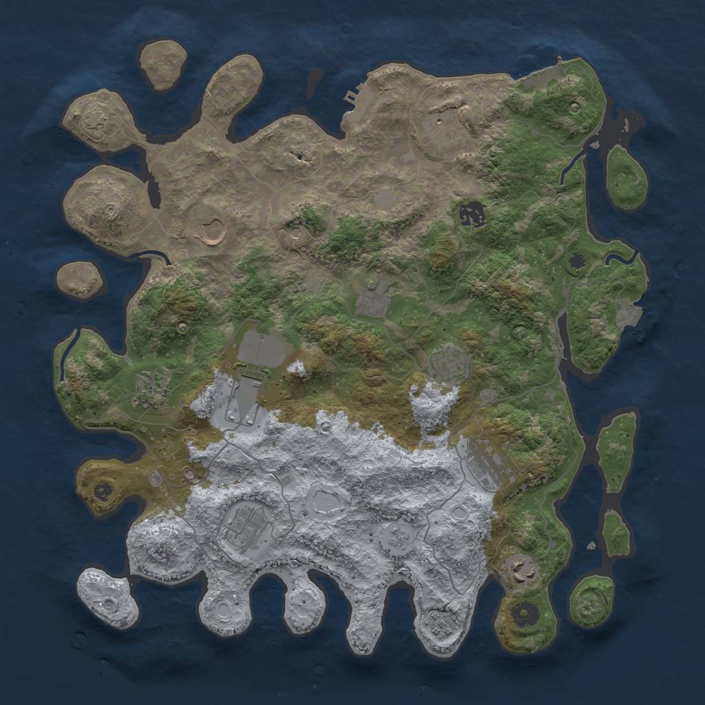 Rust Map: Procedural Map, Size: 3950, Seed: 6845289, 19 Monuments
