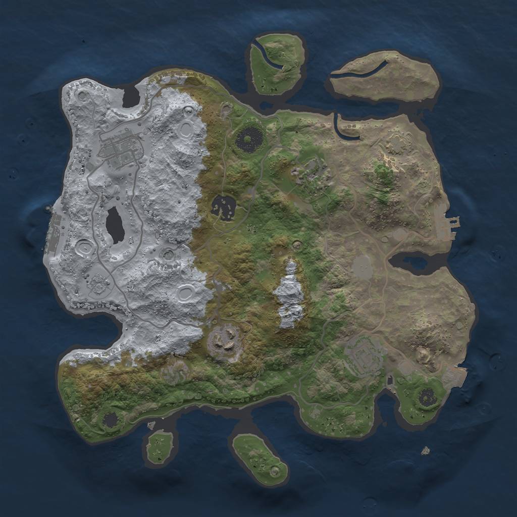 Rust Map: Procedural Map, Size: 3000, Seed: 1209013640, 13 Monuments