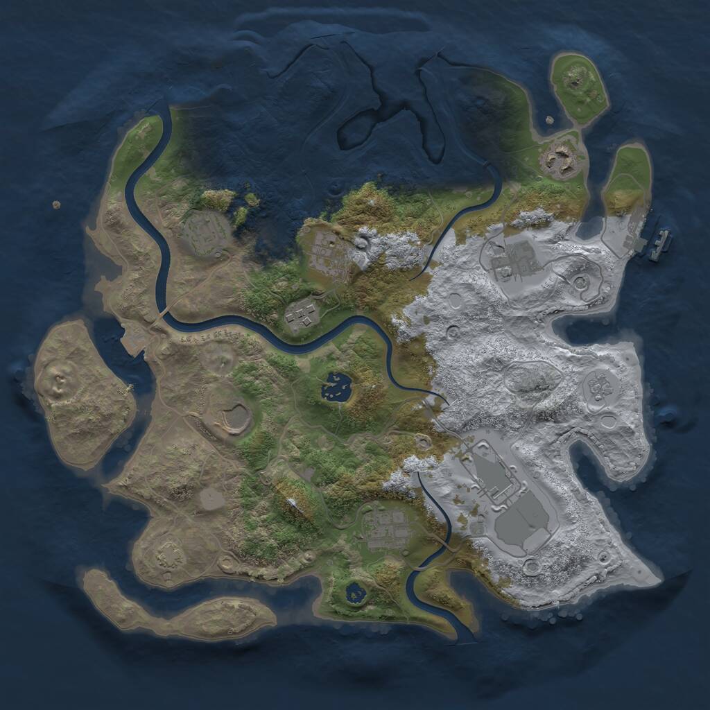 Rust Map: Procedural Map, Size: 3500, Seed: 1767347728, 15 Monuments