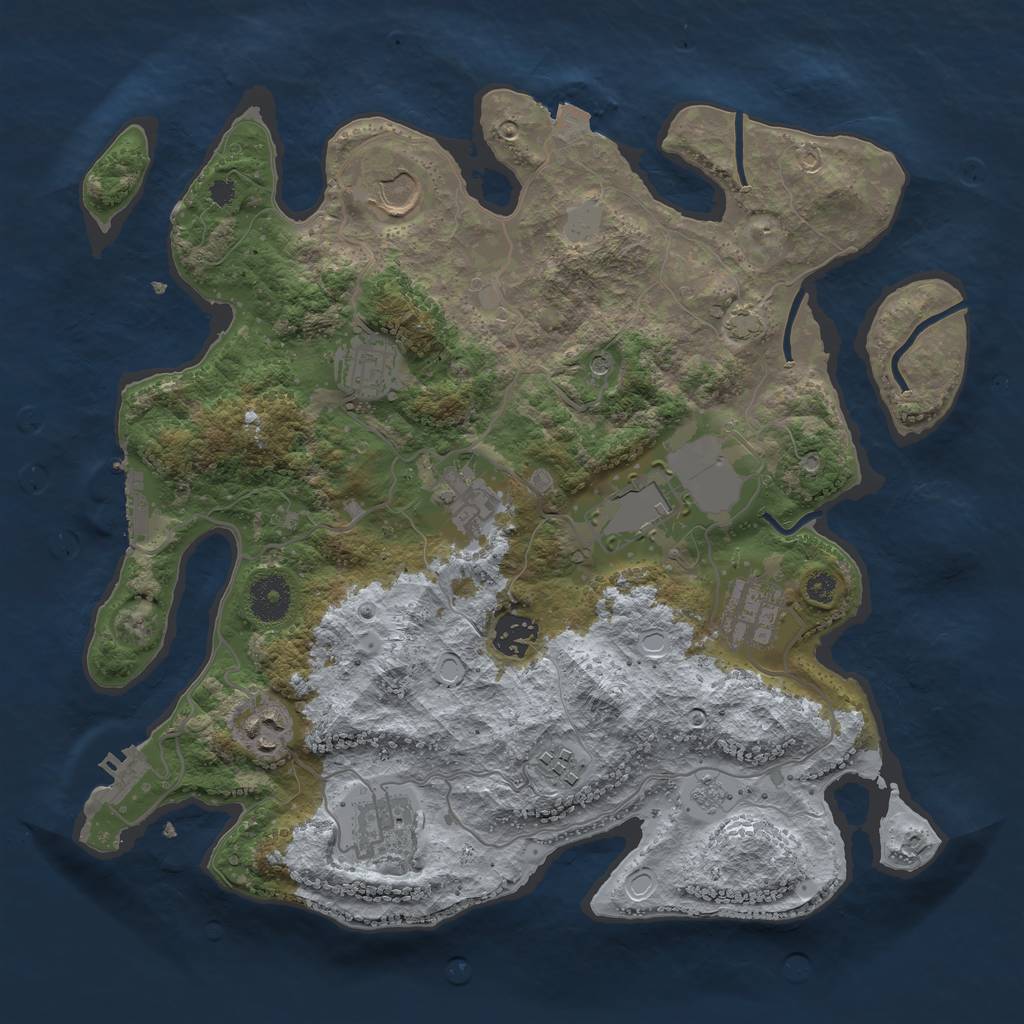 Rust Map: Procedural Map, Size: 3500, Seed: 97435846, 17 Monuments
