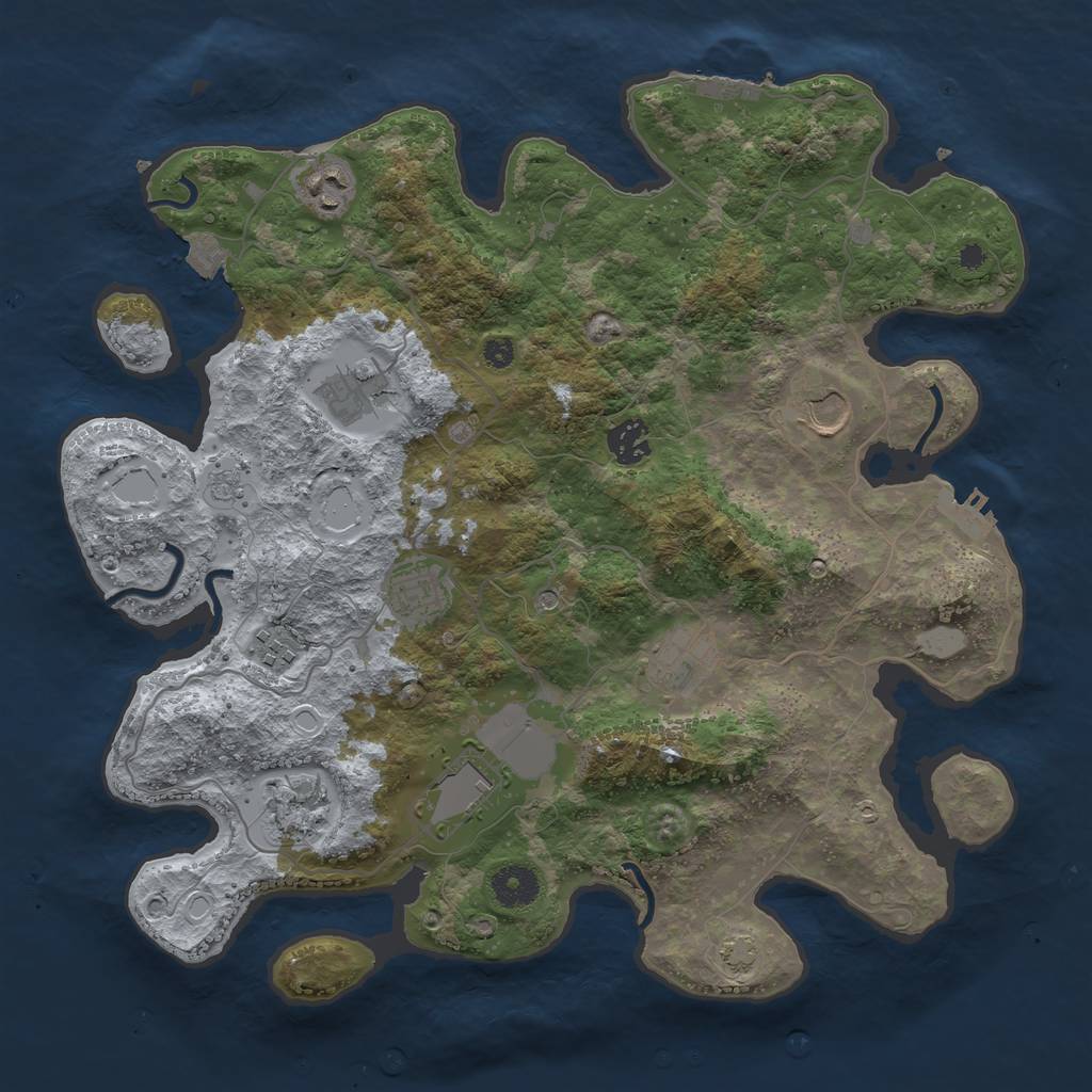 Rust Map: Procedural Map, Size: 3700, Seed: 74320378, 17 Monuments