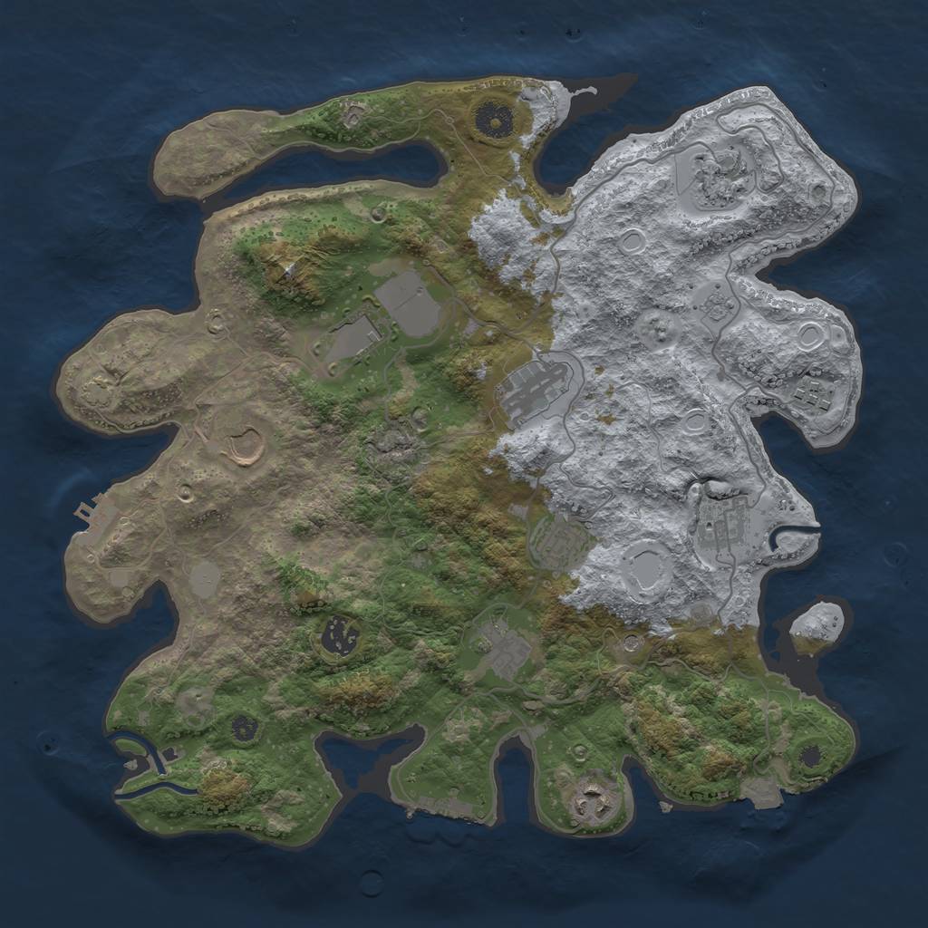 Rust Map: Procedural Map, Size: 3700, Seed: 1724235377, 18 Monuments