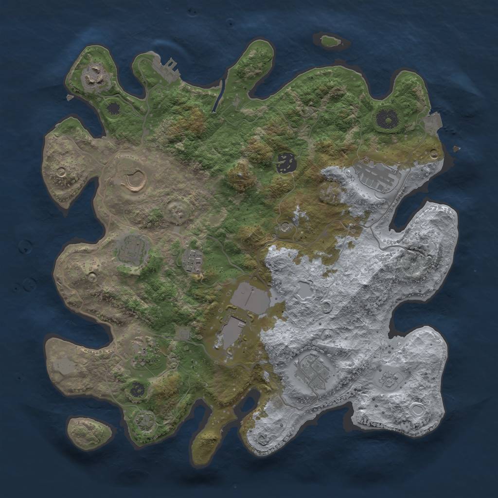 Rust Map: Procedural Map, Size: 3500, Seed: 14374012, 16 Monuments