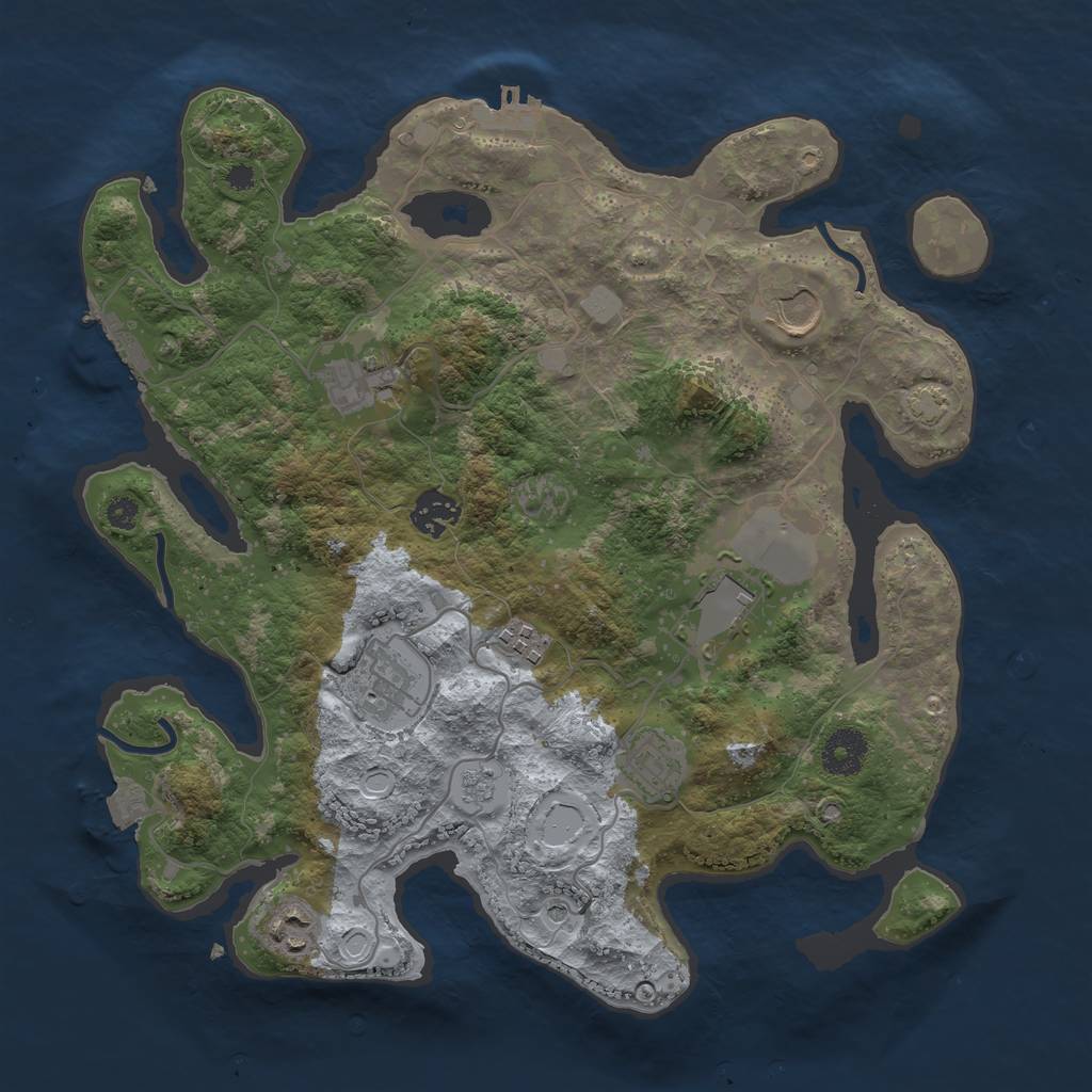 Rust Map: Procedural Map, Size: 3500, Seed: 97984974, 16 Monuments