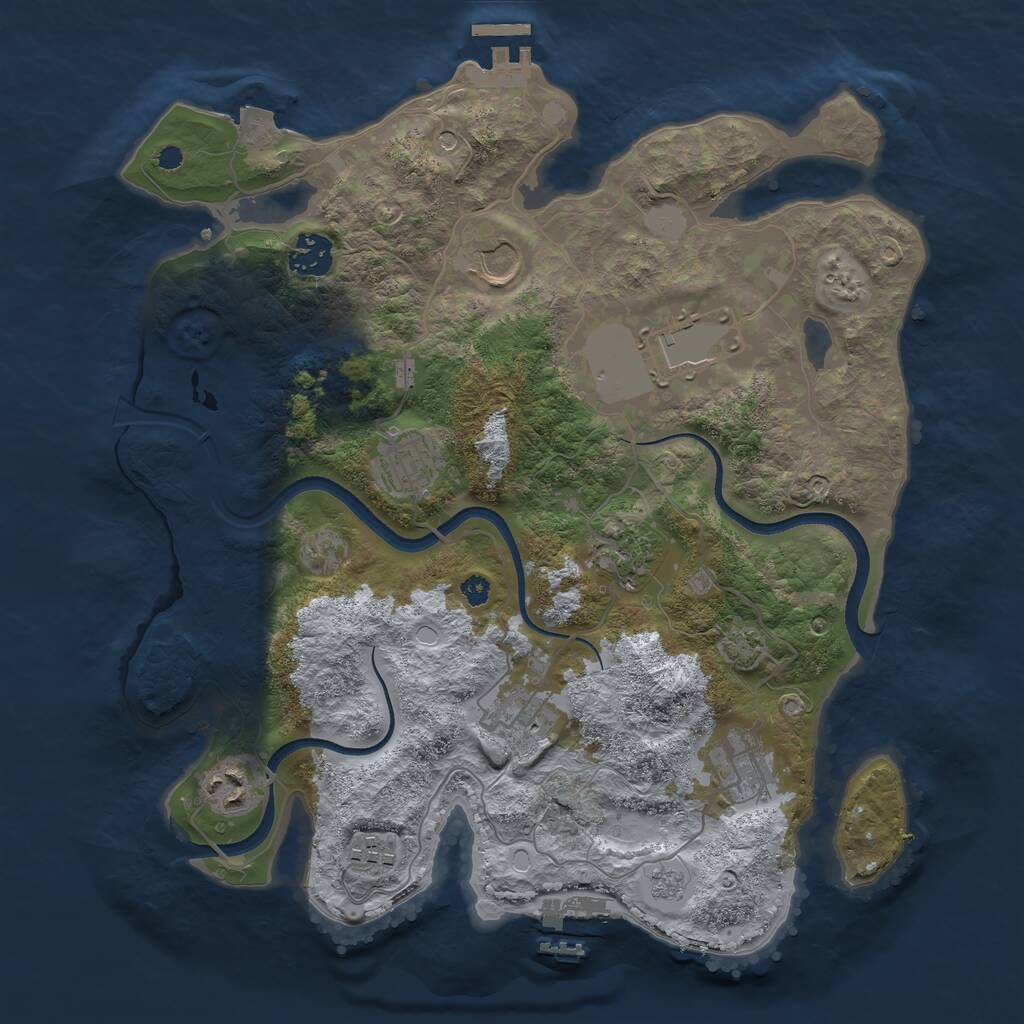 Rust Map: Procedural Map, Size: 3500, Seed: 2090380131, 15 Monuments