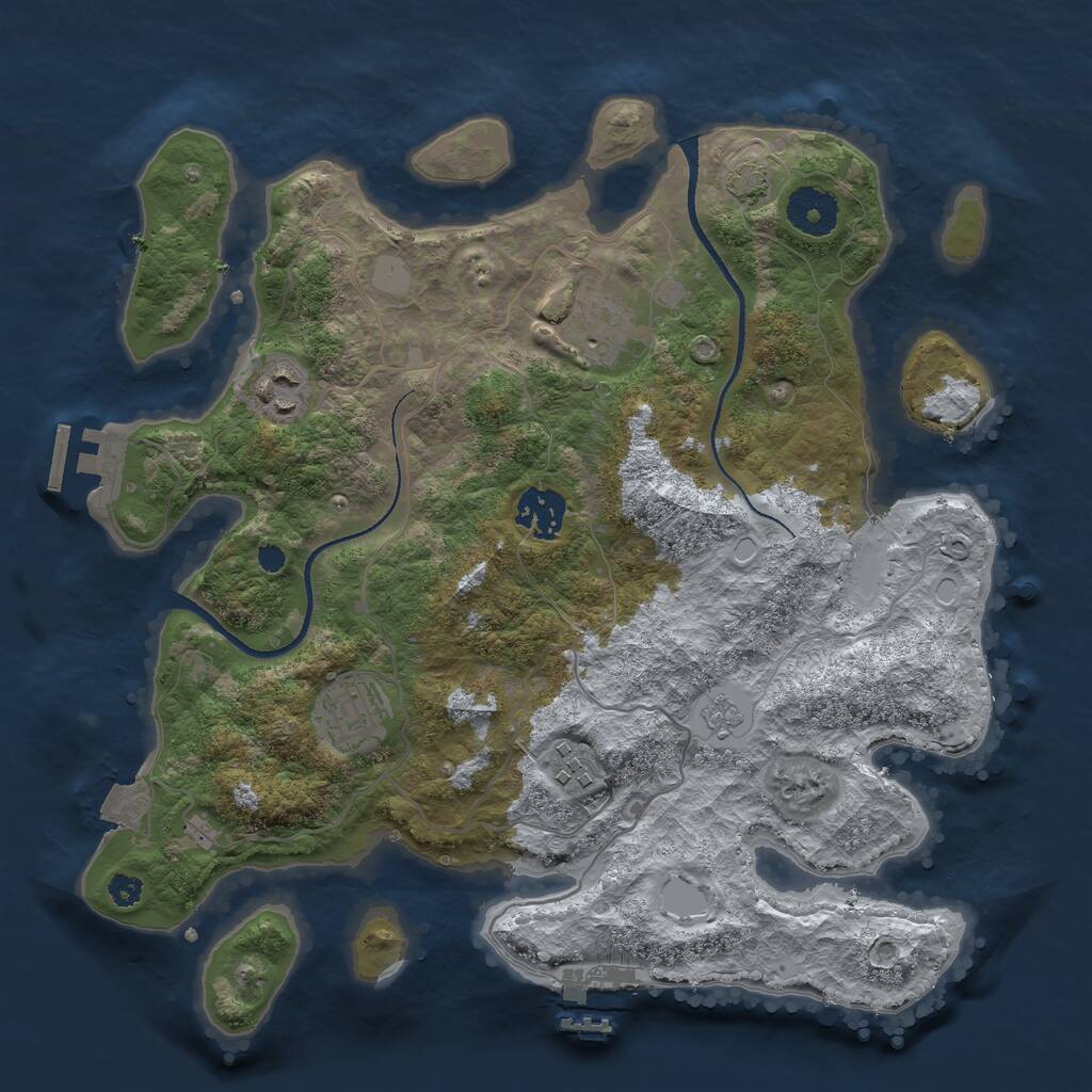 Rust Map: Procedural Map, Size: 3270, Seed: 87632, 10 Monuments