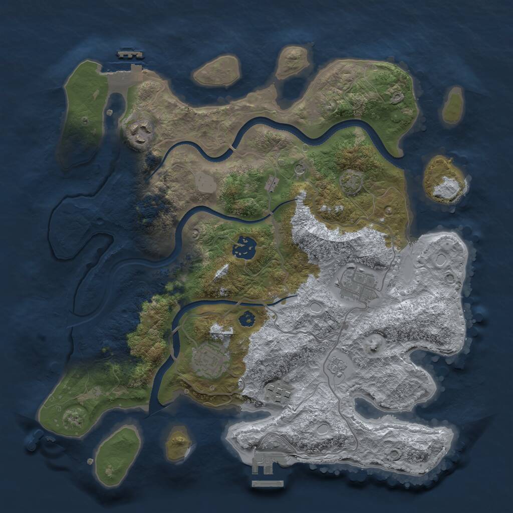 Rust Map: Procedural Map, Size: 3270, Seed: 87632, 11 Monuments