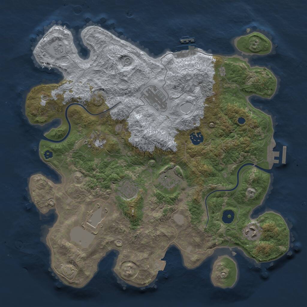 Rust Map: Procedural Map, Size: 3500, Seed: 1011781047, 14 Monuments
