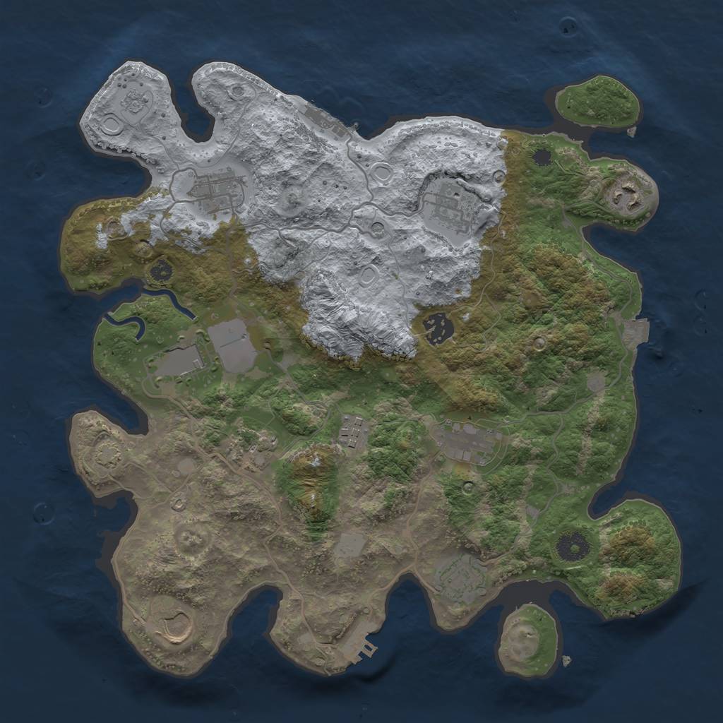 Rust Map: Procedural Map, Size: 3500, Seed: 1011781047, 18 Monuments