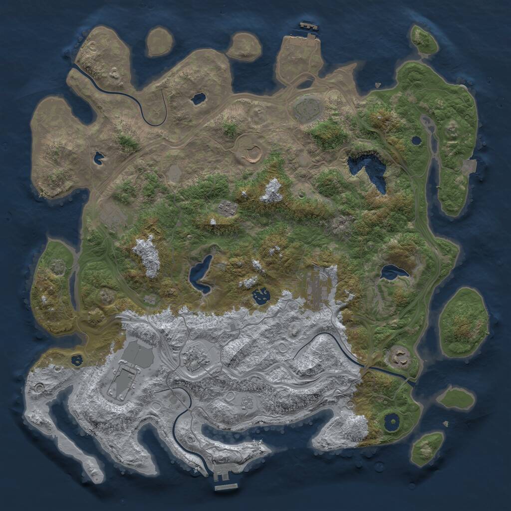 Rust Map: Procedural Map, Size: 4500, Seed: 186409511, 15 Monuments