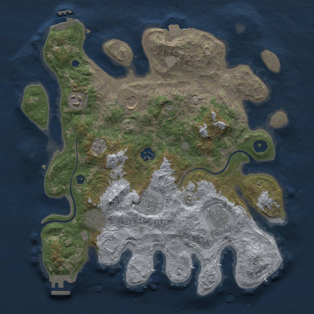 Rust Map: Procedural Map, Size: 3500, Seed: 830574974, 13 Monuments