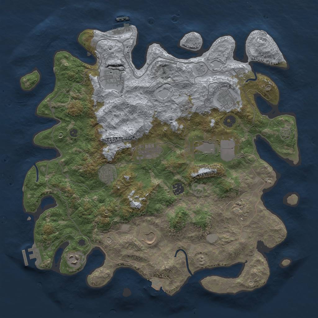 Rust Map: Procedural Map, Size: 4000, Seed: 721736, 18 Monuments