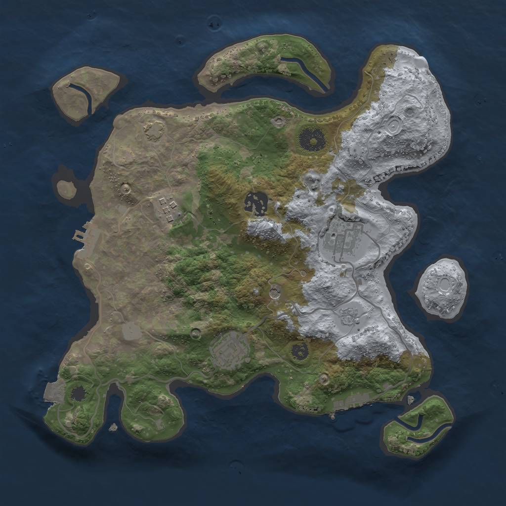 Rust Map: Procedural Map, Size: 3000, Seed: 749001785, 12 Monuments