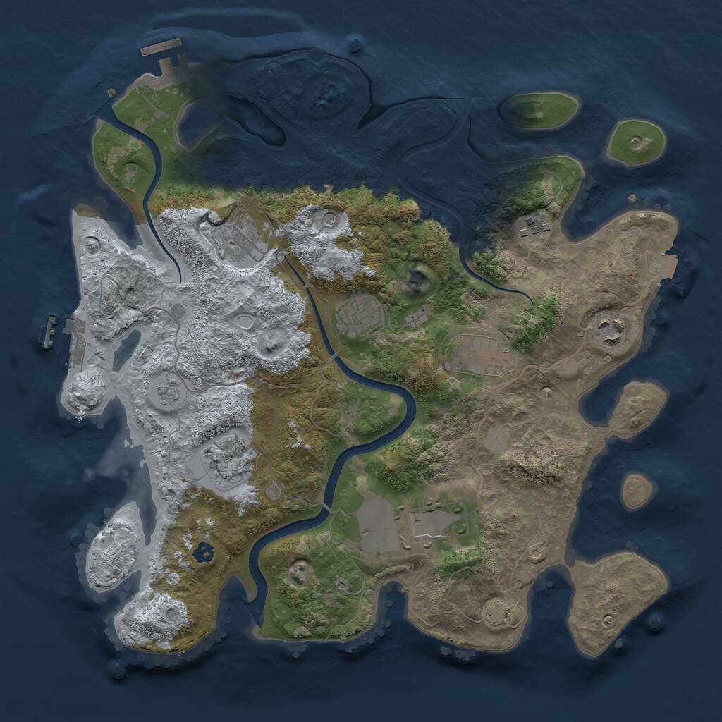Rust Map: Procedural Map, Size: 3500, Seed: 279965765, 13 Monuments