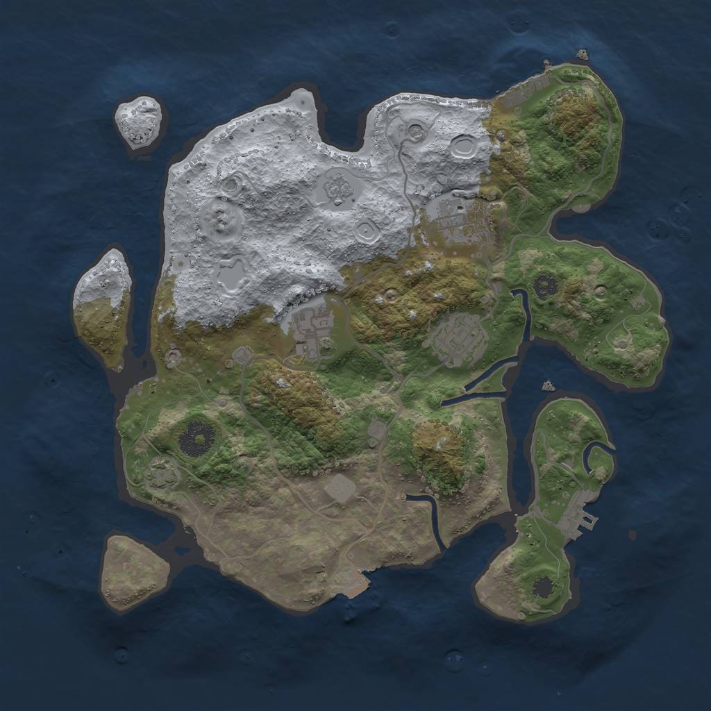 Rust Map: Procedural Map, Size: 3000, Seed: 1128236770, 11 Monuments