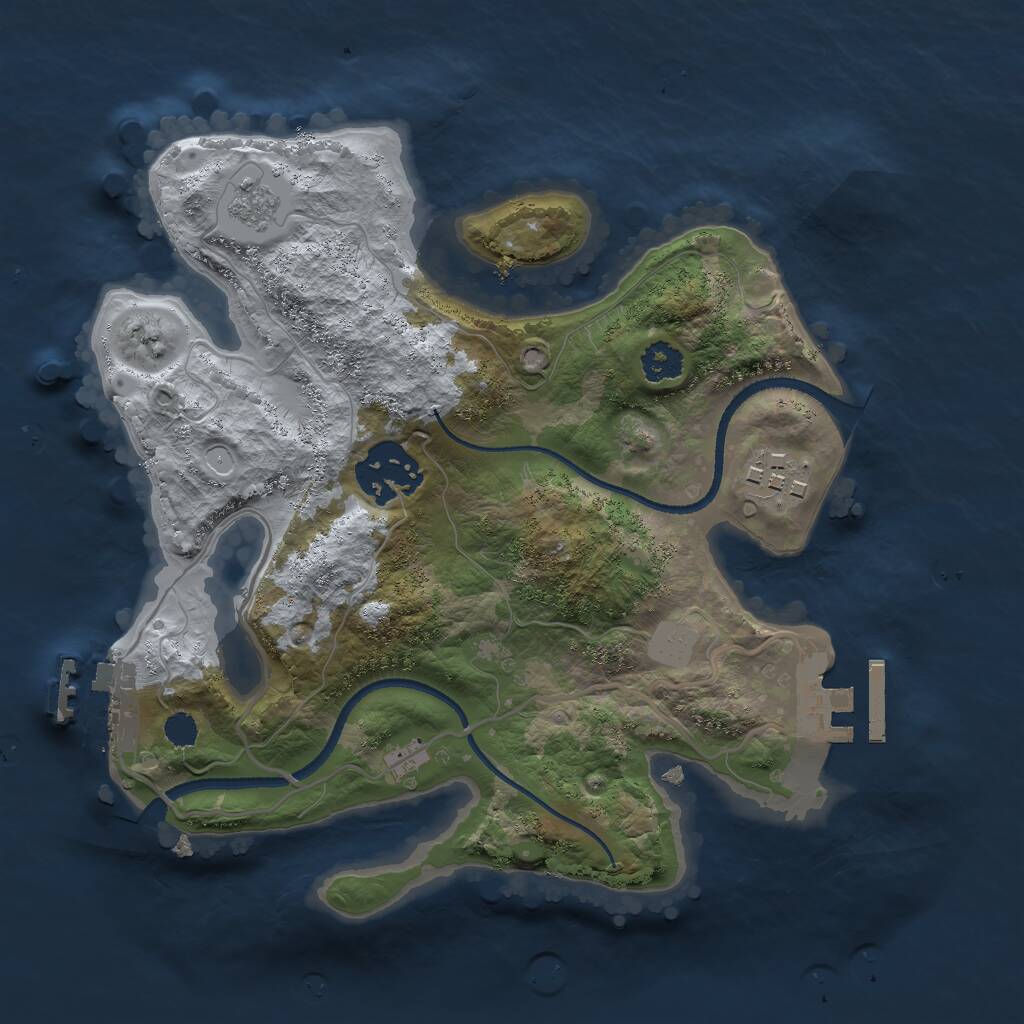 Rust Map: Procedural Map, Size: 2500, Seed: 20565, 6 Monuments