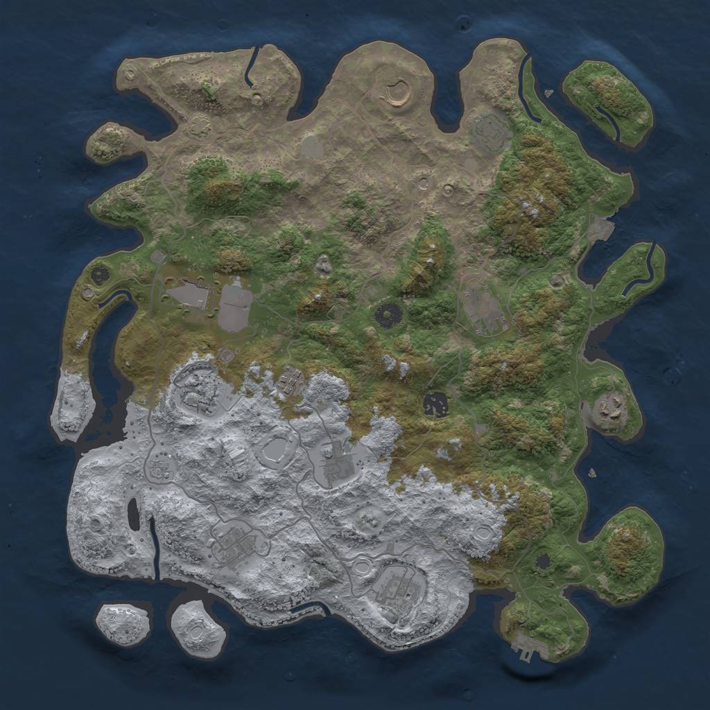 Rust Map: Procedural Map, Size: 4050, Seed: 666793083, 18 Monuments