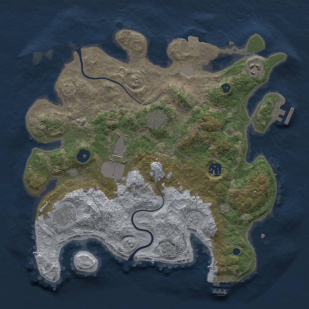 Rust Map: Procedural Map, Size: 3500, Seed: 1333944556, 12 Monuments