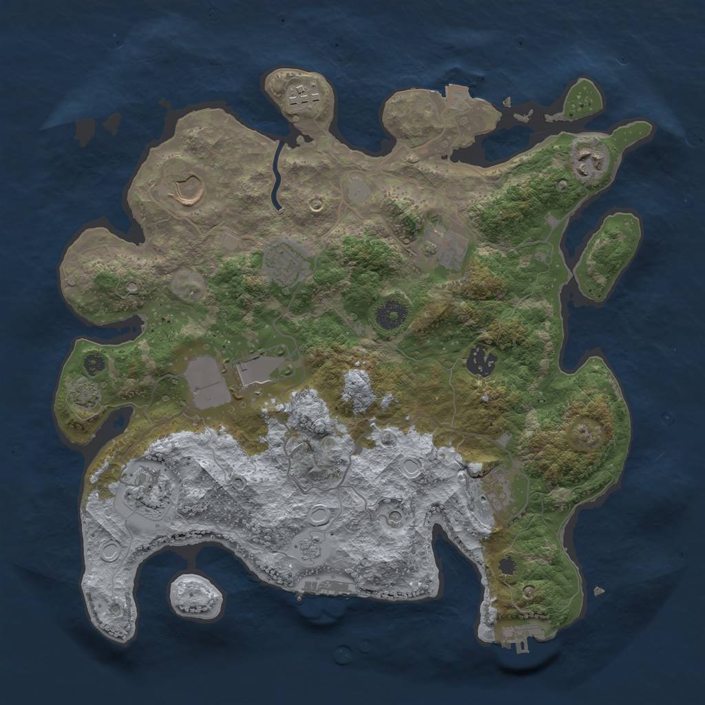 Rust Map: Procedural Map, Size: 3500, Seed: 1333944556, 17 Monuments