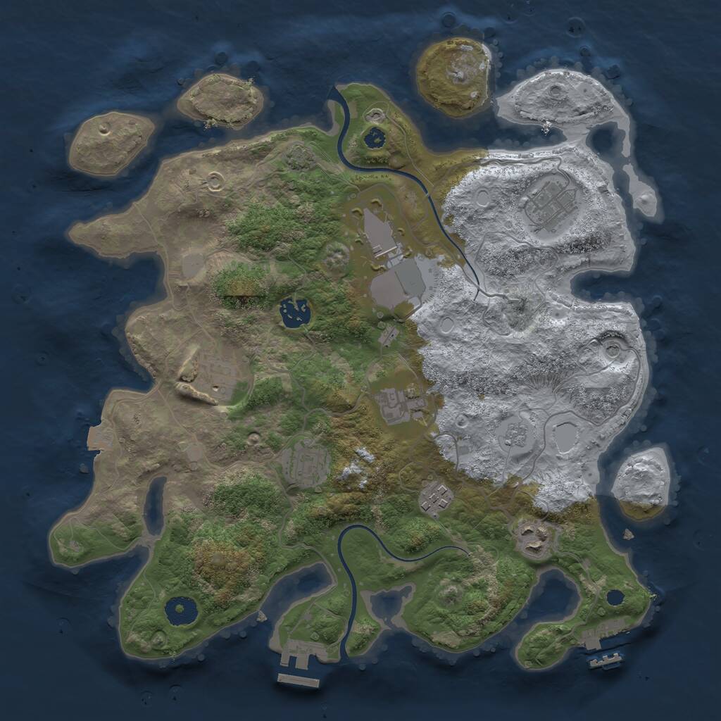 Rust Map: Procedural Map, Size: 3500, Seed: 1619687599, 14 Monuments