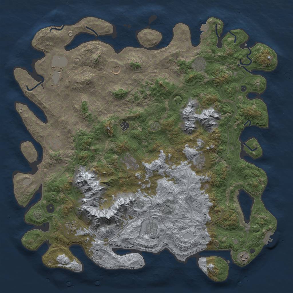 Rust Map: Procedural Map, Size: 5000, Seed: 668115, 18 Monuments