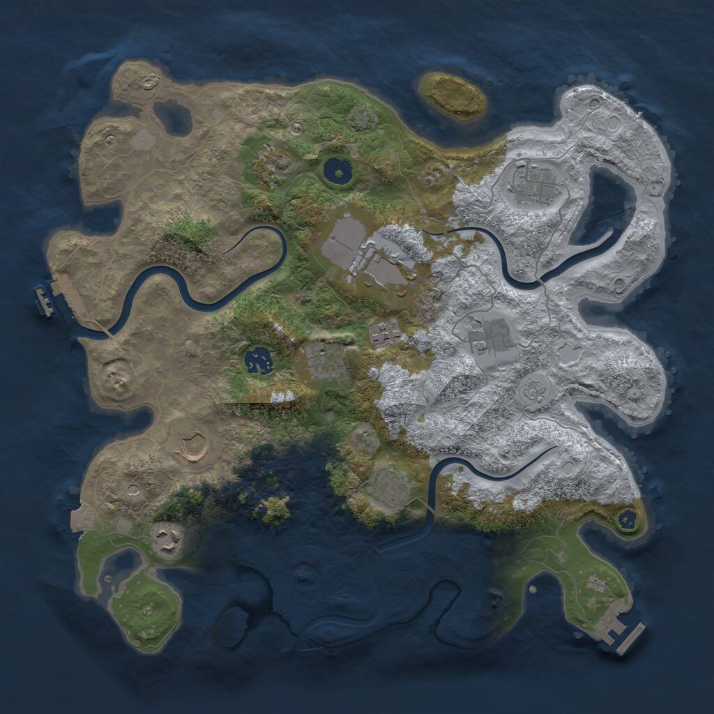 Rust Map: Procedural Map, Size: 3800, Seed: 1166895187, 16 Monuments