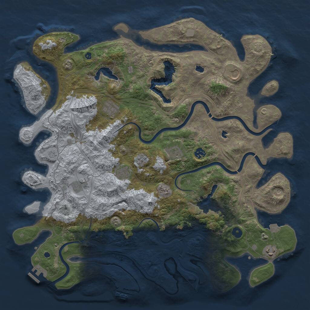 Rust Map: Procedural Map, Size: 4500, Seed: 519376595, 14 Monuments