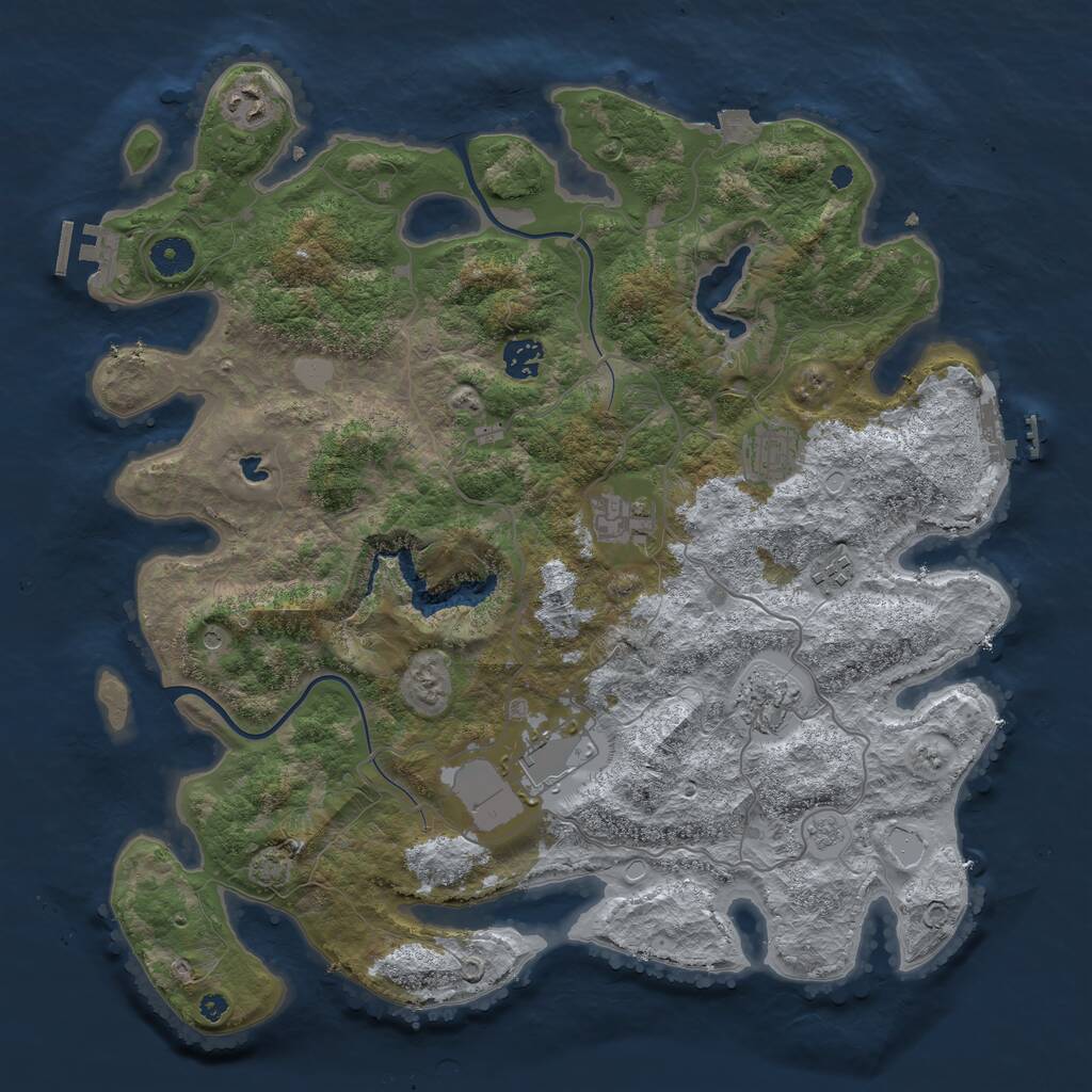 Rust Map: Procedural Map, Size: 4000, Seed: 1492968644, 13 Monuments