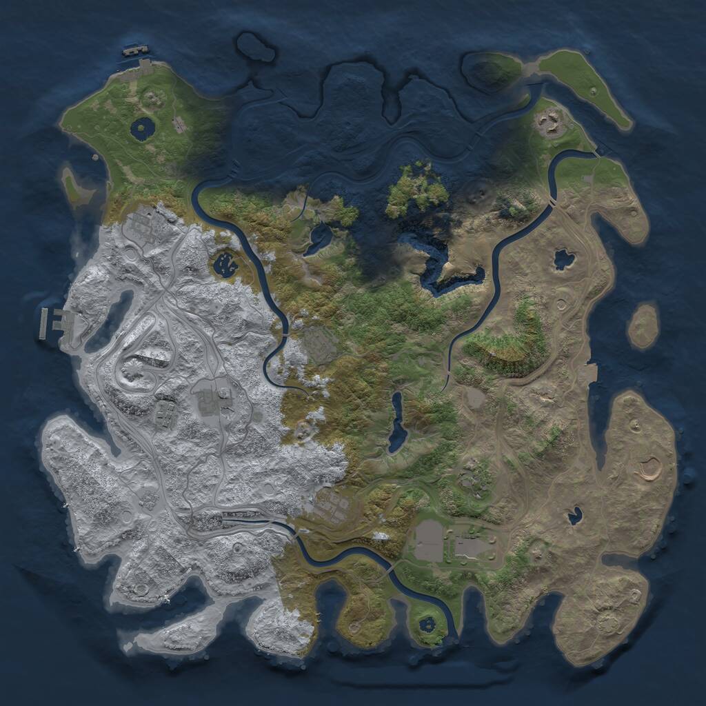Rust Map: Procedural Map, Size: 4500, Seed: 1051168, 16 Monuments