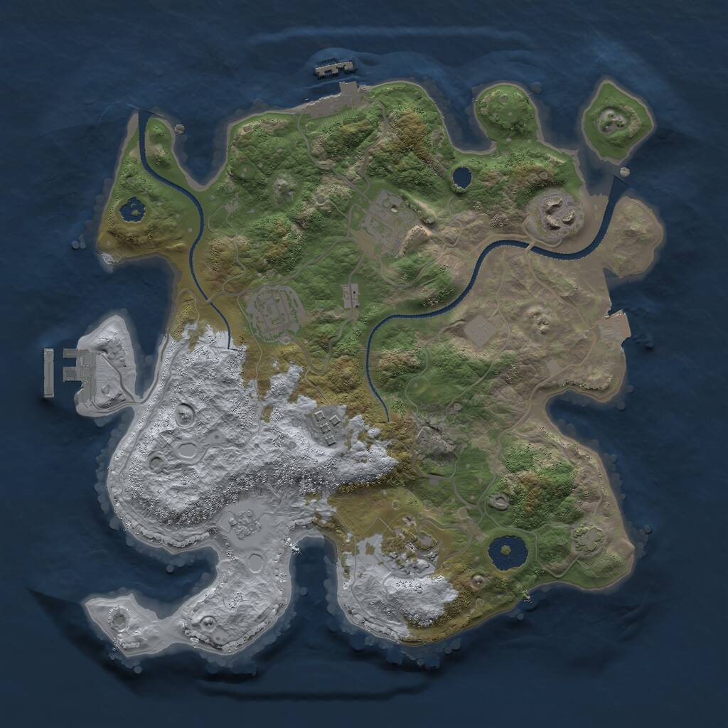 Rust Map: Procedural Map, Size: 3000, Seed: 1425623191, 10 Monuments