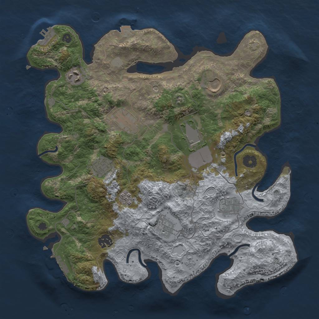 Rust Map: Procedural Map, Size: 3500, Seed: 1840560564, 17 Monuments