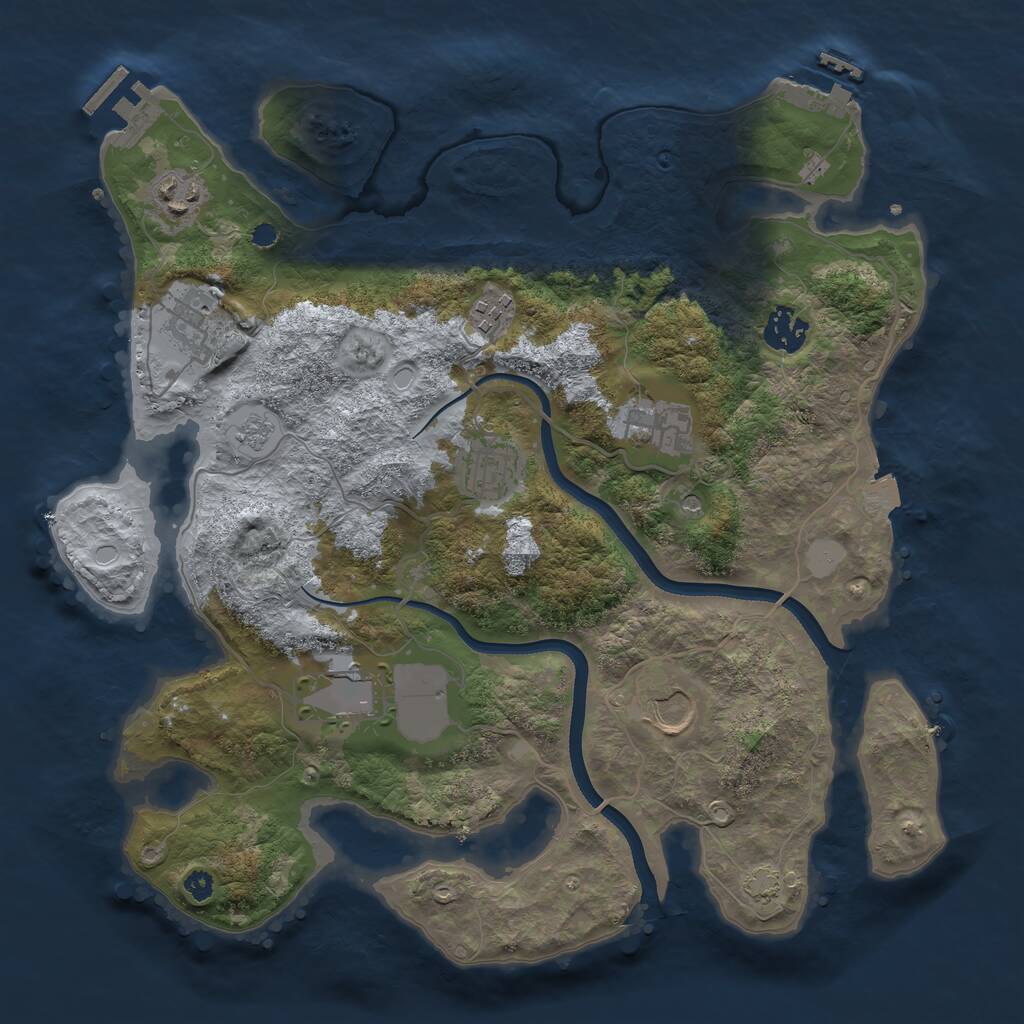 Rust Map: Procedural Map, Size: 3500, Seed: 2456789, 14 Monuments