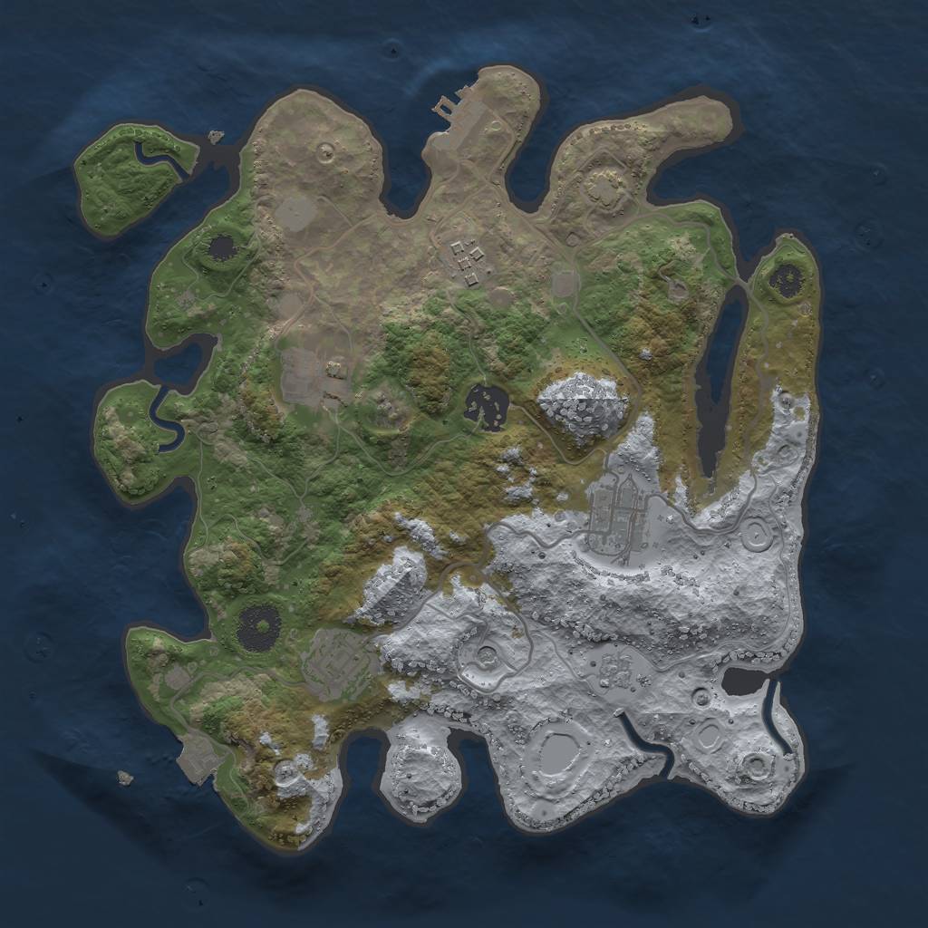 Rust Map: Procedural Map, Size: 3000, Seed: 1402, 12 Monuments