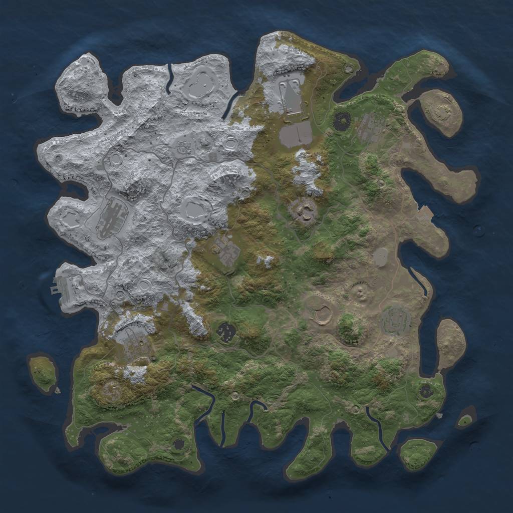 Rust Map: Procedural Map, Size: 4050, Seed: 1566913806, 16 Monuments